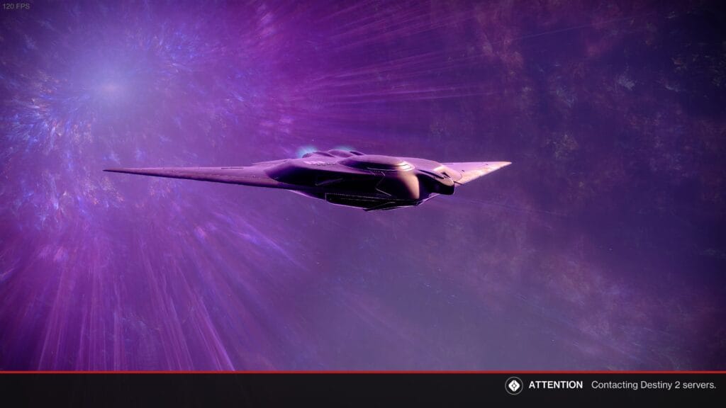 Destiny 2 loading screen with a "Contacting Destiny 2 servers" error message